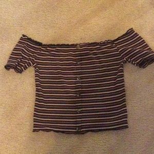 Off the shoulder striped top